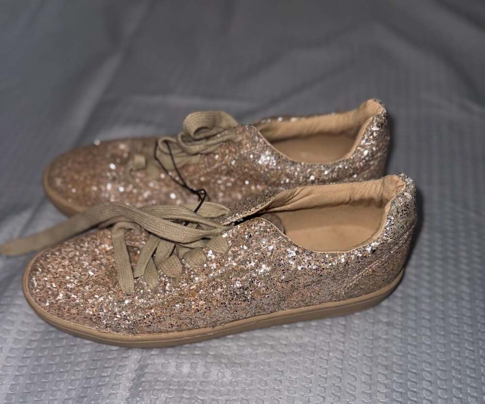 ZARA BASIC COLLECTION Rose Gold Glitter Lace Up S… - image 2